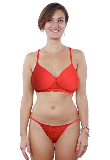 Sexy Red Padded Bra Thong Set