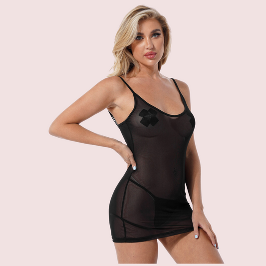 Sexy See Through Black Mesh Chemise