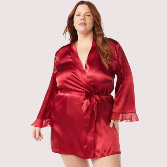 Maroon Japanese Silk Satin Robe 5XL-6X