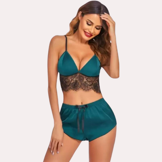 Soft Satin Sleep Sets With Lace Accents