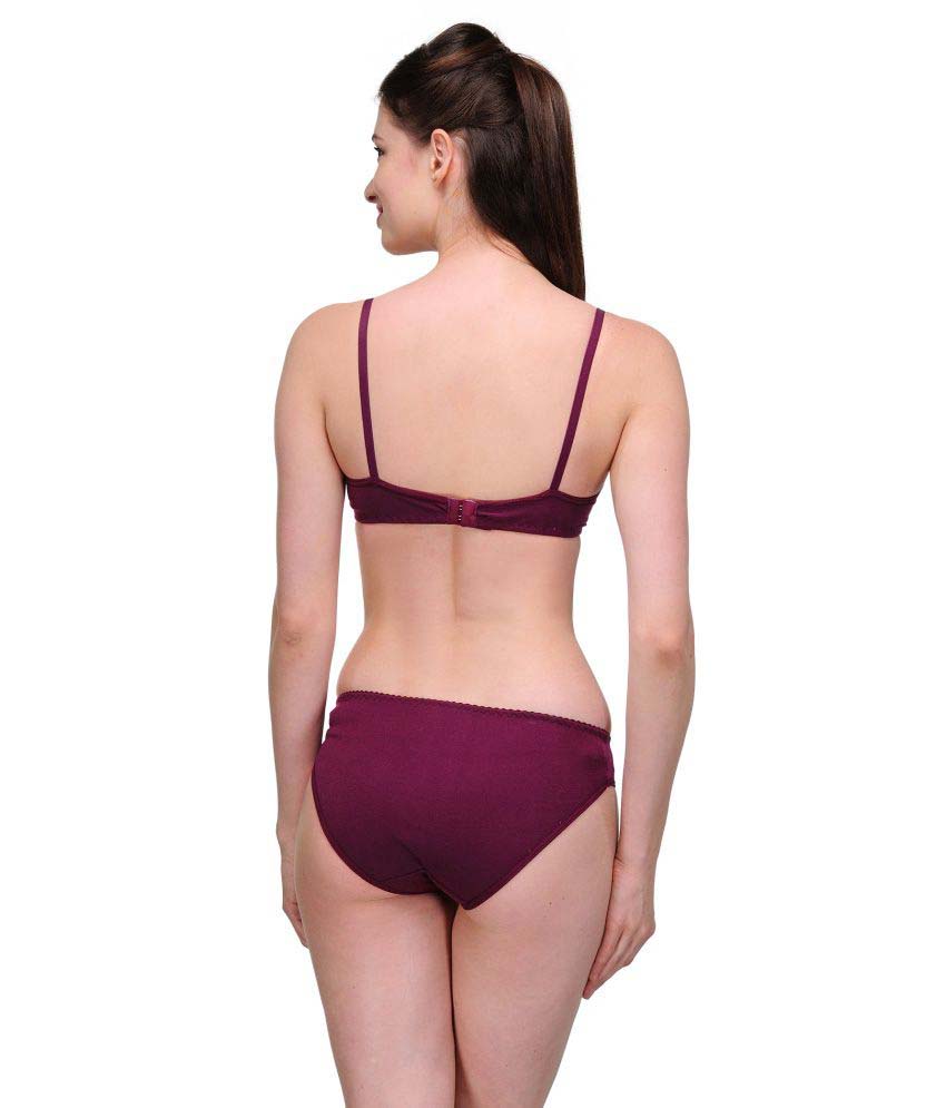 Pure Cotton Purple Bra Panty Set