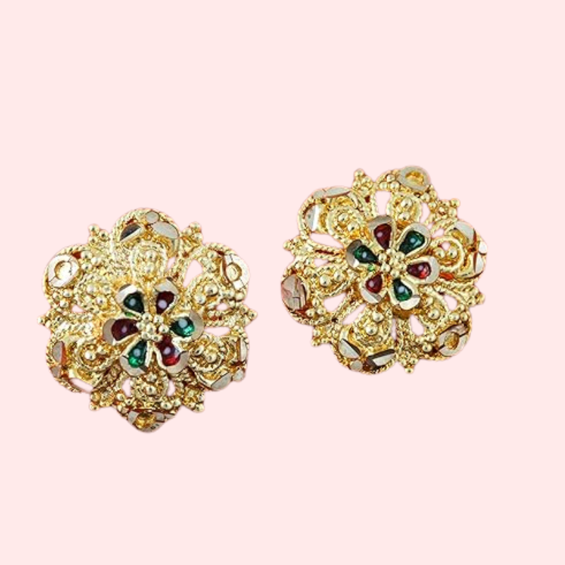 Traditional Gold Finish Earrings Set Pack of 4 for Women