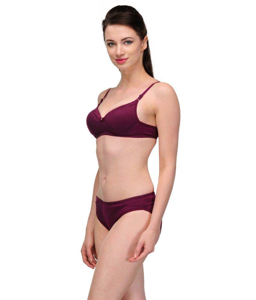 Pure Cotton Purple Bra Panty Set
