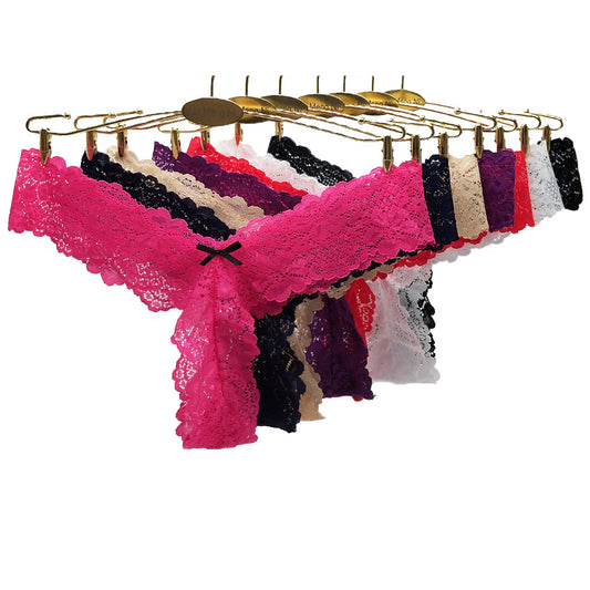 Stretch Lace Sexy Thong Panties Pack of 2
