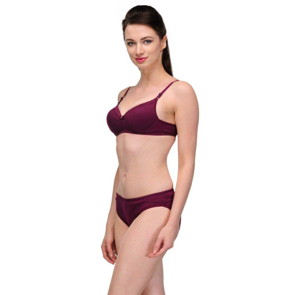 Pure Cotton Purple Bra Panty Set