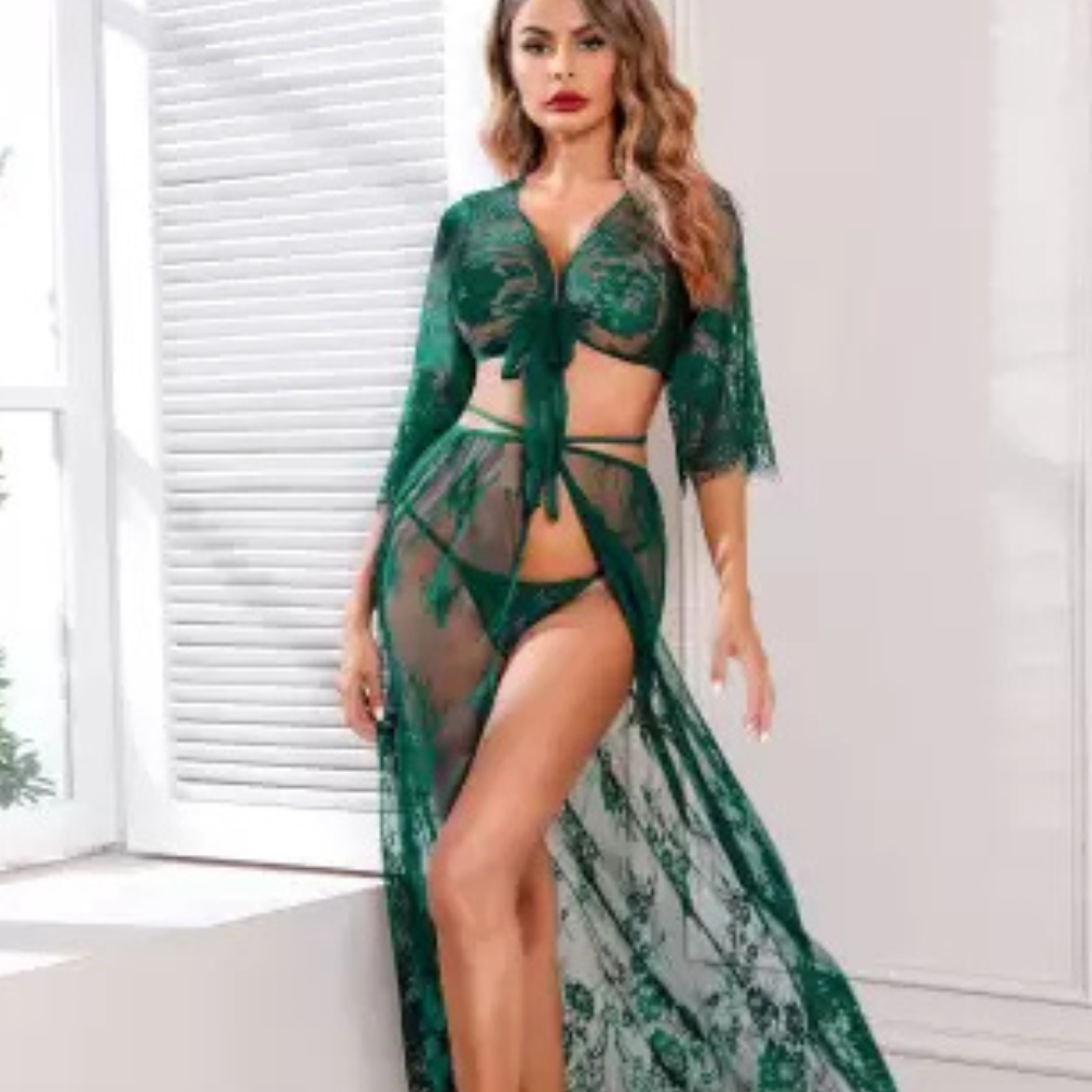Stylish Sheer Net Top and Skirt Set
