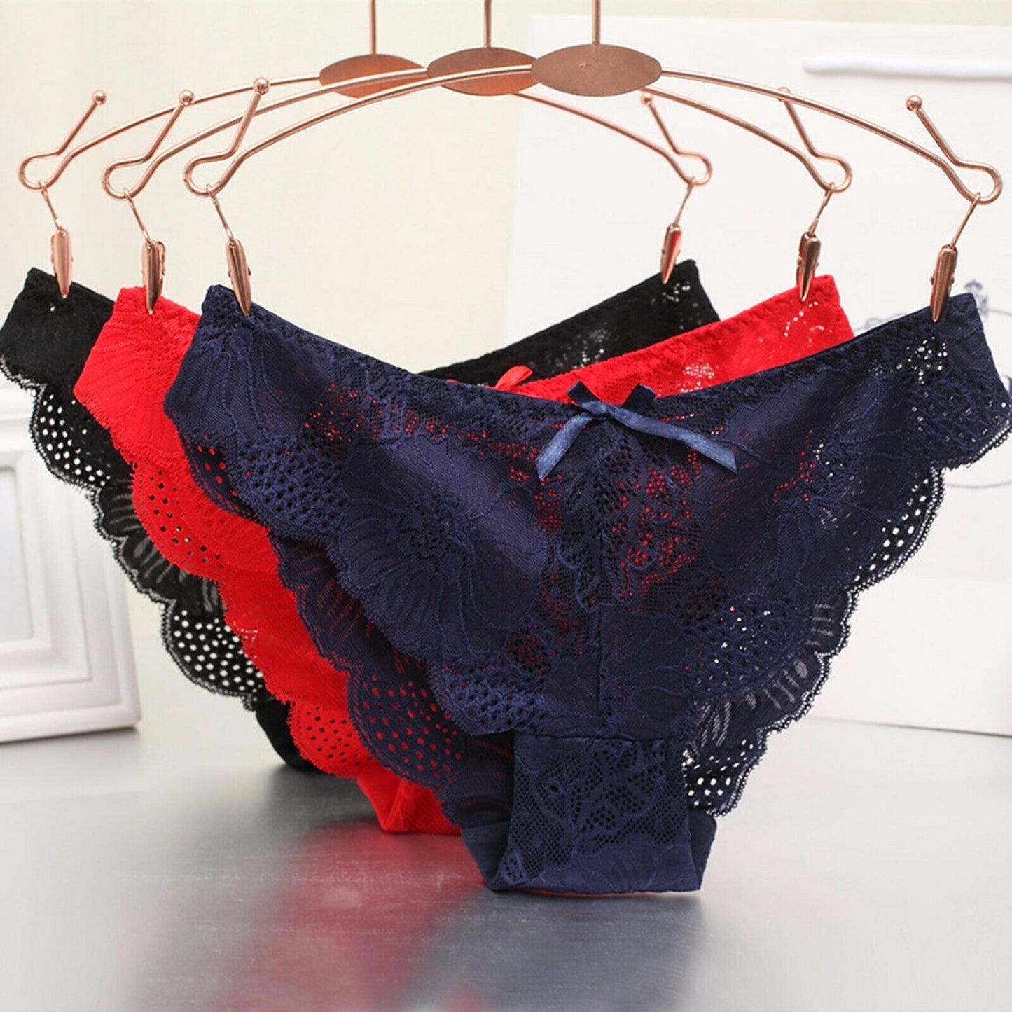 Low Waist Hollow Bow Panties Pack of 3
