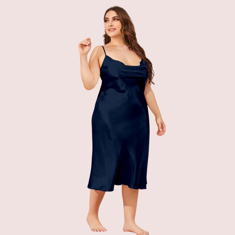 Satin Cowl Neck Dress 4XL 5XL Plus Size