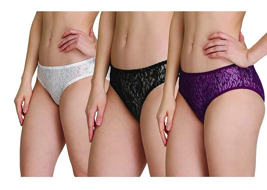 Women's Low Waist Lace Panty Trio Pack of 3