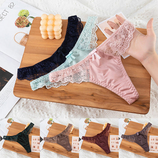 Sheer Lace Thong Panties Pack of 2