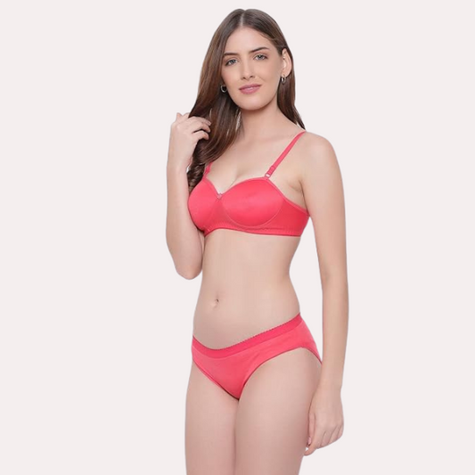 Non-Wired Cotton Push-Up Bra Panty for Women Pack of 2