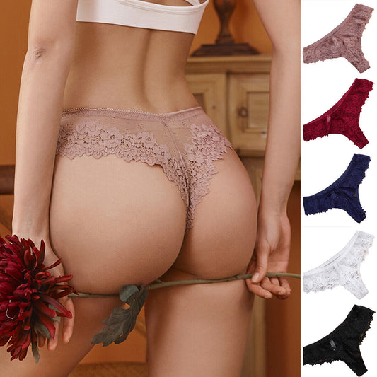 Women Floral Lace Thong Underwear Pack of 3