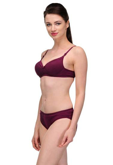 Pure Cotton Purple Bra Panty Set
