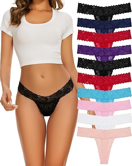 Sexy Lace Thongs for Women Pack of 4