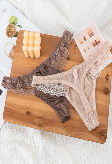 Sheer Lace Thong Panties Pack of 2