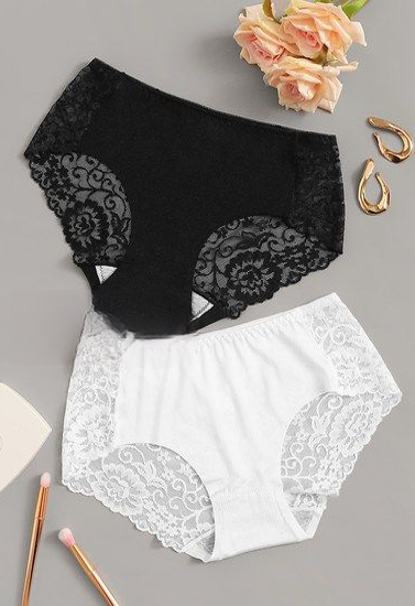 Black & White Value Lace Brief Pack Of 2