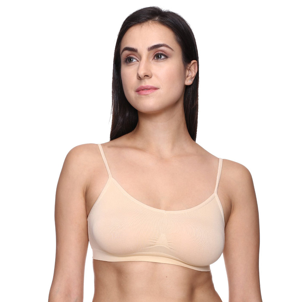 Comfort Beige Thin Straps Sports Bra