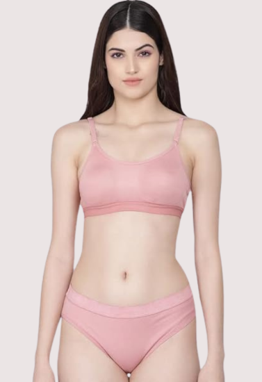 Wire-Free Women's Cotton Sports Bra Panty Set Pack of 2