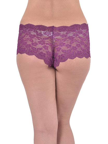 Ladies Lace Low Waist Multicolor Boyshorts (Packk of 2)