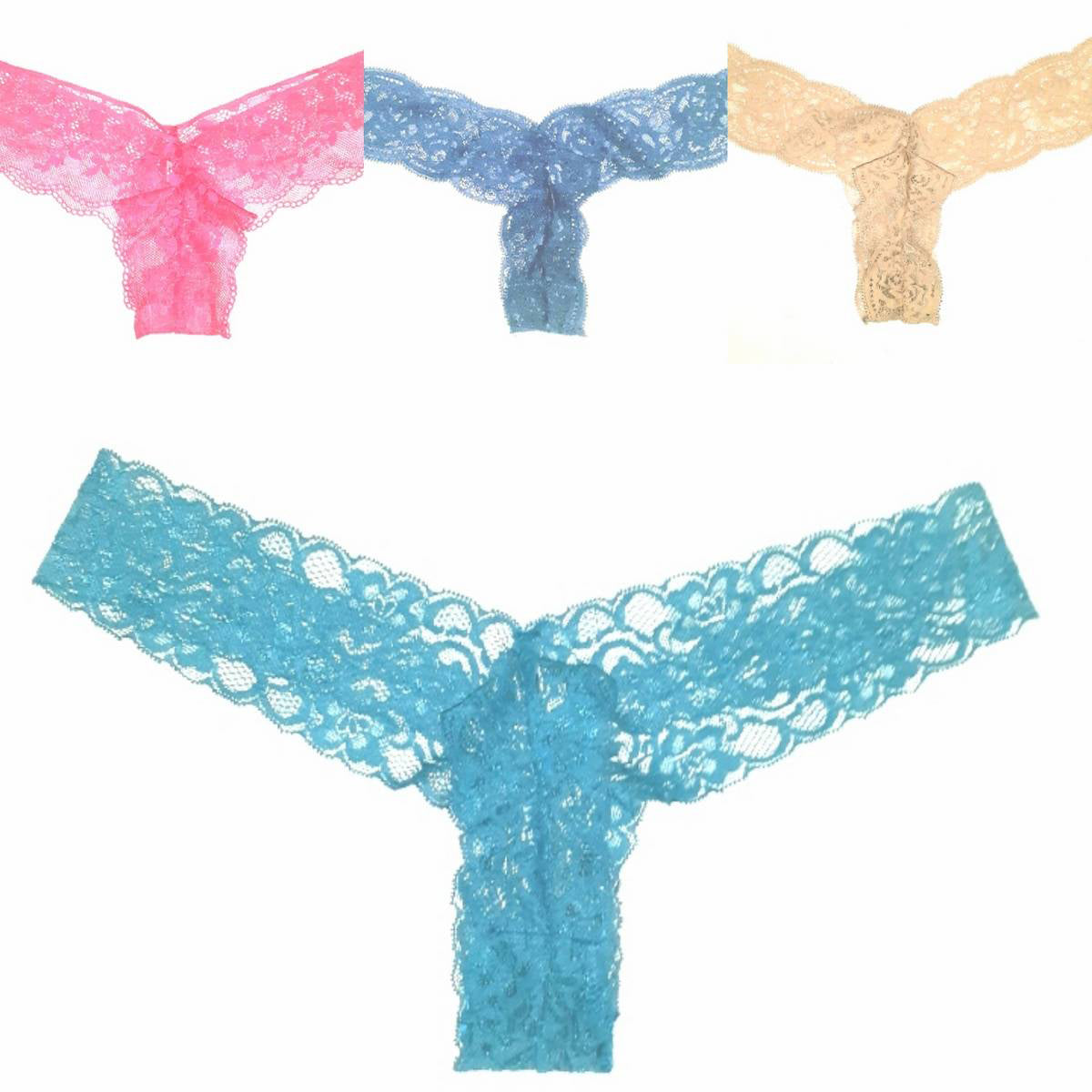 Stretch Lace Sexy Thong Panties Pack of 2