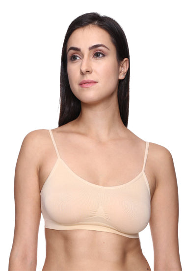 Comfort Beige Thin Straps Sports Bra