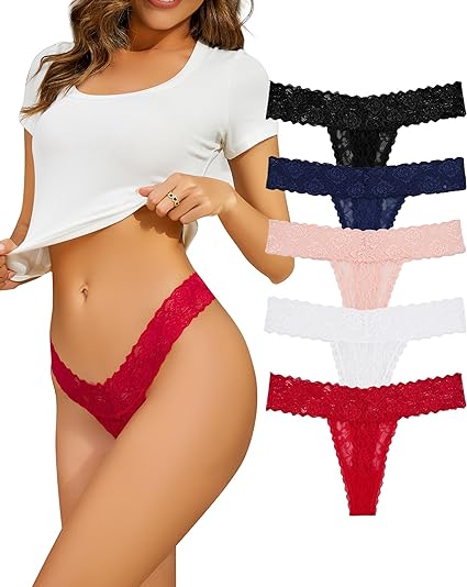 Sexy Lace Thongs for Women Pack of 4