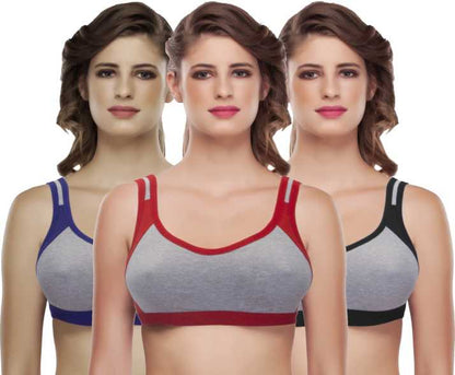 Medium Impact Non Padded Sports Bra Pack Of 3
