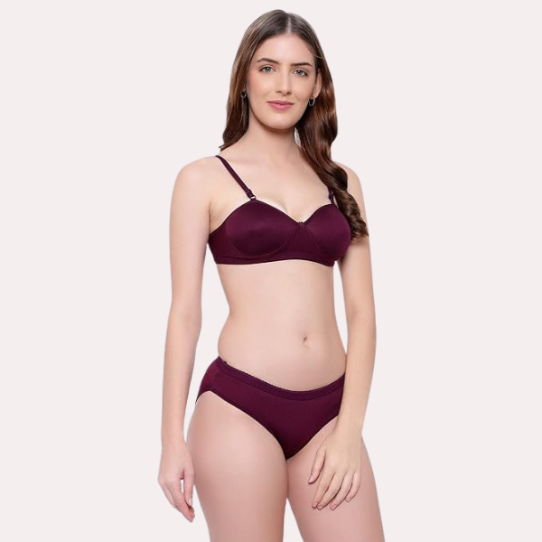 Padded Non-Wired Push-Up Bra Panty Set Pack of 2
