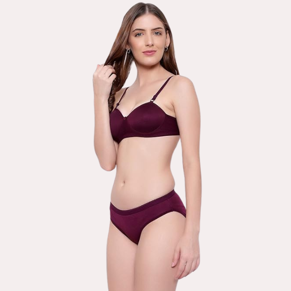 Padded Non-Wired Push-Up Bra Panty Set Pack of 2