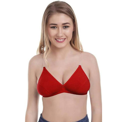 Clear Straps Red Hosiery Bras Pack Of 2