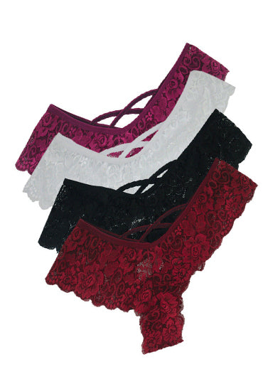 Elegant Lace Thongs Underwear Pack of 4