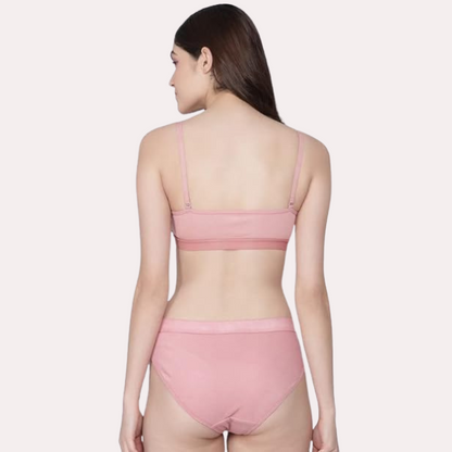 Wire-Free Women's Cotton Sports Bra Panty Set Pack of 2