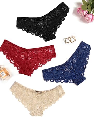 Mix of Colors Lace Thong Set Pack of 4
