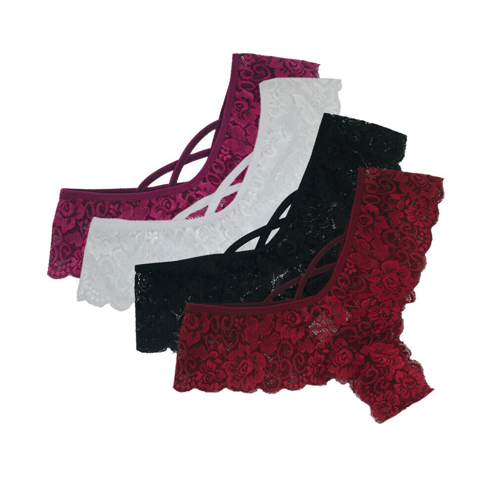 Elegant Lace Thongs Underwear Pack of 4