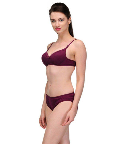 Pure Cotton Purple Bra Panty Set