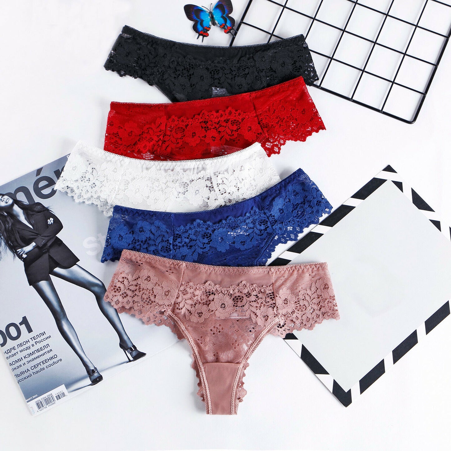 Beautiful Low Waist Thong Panties Pack of 5