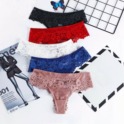Beautiful Low Waist Thong Panties Pack of 5