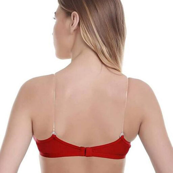 Clear Straps Red Hosiery Bras Pack Of 2