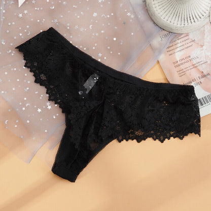 Women Floral Lace Thong Underwear Pack of 3