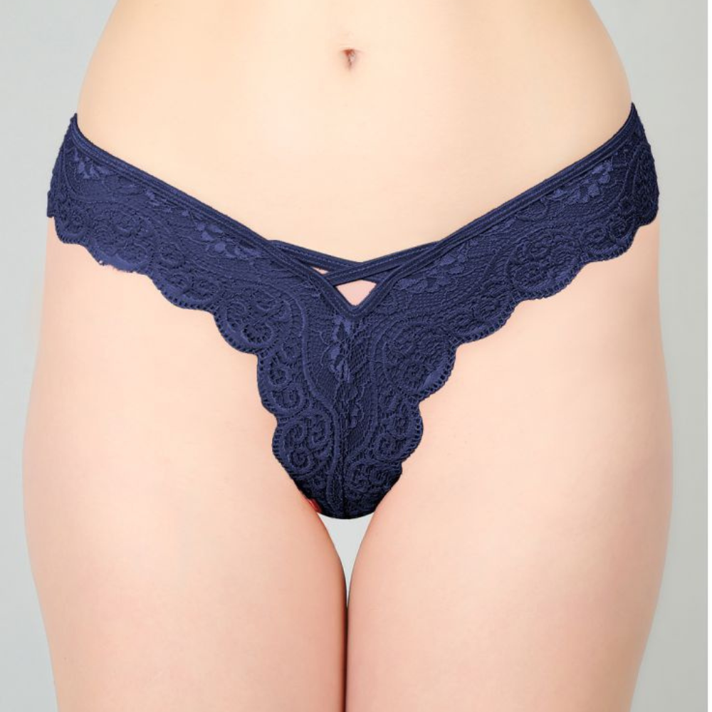 Blue Lace Design Women's Thongs ( Pack of 1 )