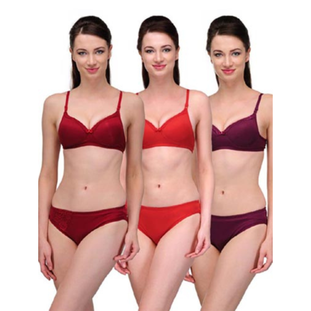 Elegant Solid Color Bra Sets Pack of 3