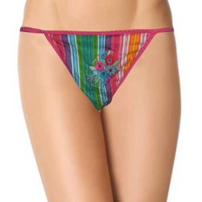 Cool Stripes N Flower Print G-String Thong