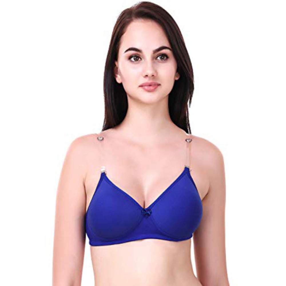 Blue Transparent Strap Bra
