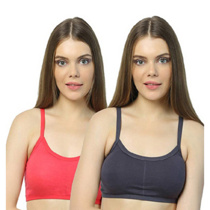 Cotton Cage Strap Back Sports Bra Pack of 2