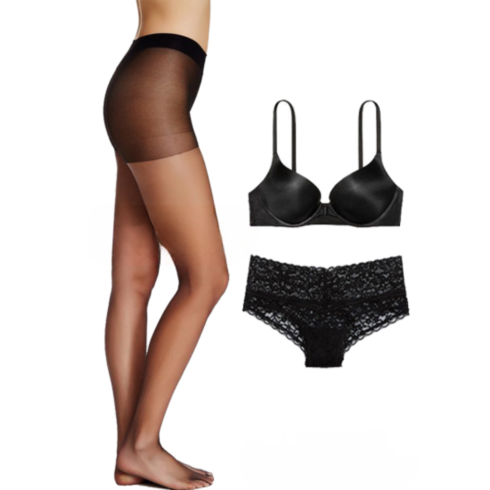 Lovely Value Pack Of Pantyhose & Pushup Bra Set