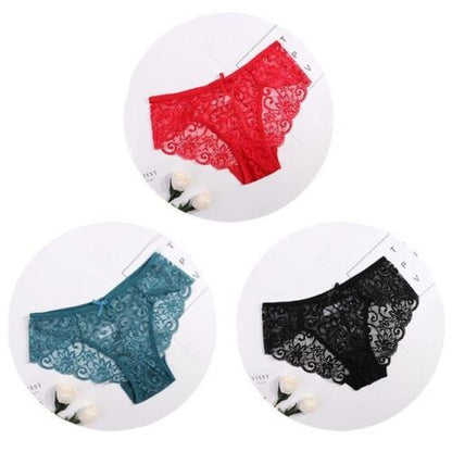 Women's Floral Bow Lace Panties Pack Of 3
