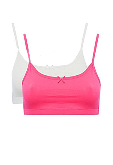 Girl’s Cotton Cute Bow Front Everyday Bra Pack of 2
