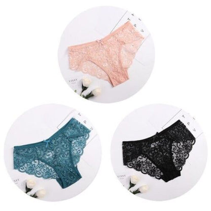 Women's Floral Bow Lace Panties Pack Of 3