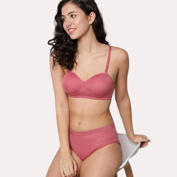 Casual Chic Cotton Bra Panty Set Pack of 2