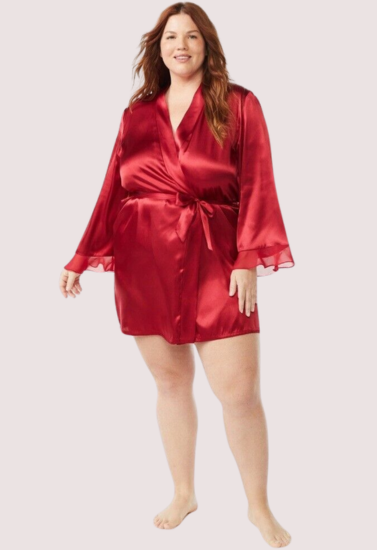 Maroon Japanese Silk Satin Robe 5XL-6X